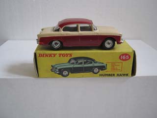 Dinky Toys 165 Humber Hawk Maroon Lower Body and Roof, Cream Upper Body