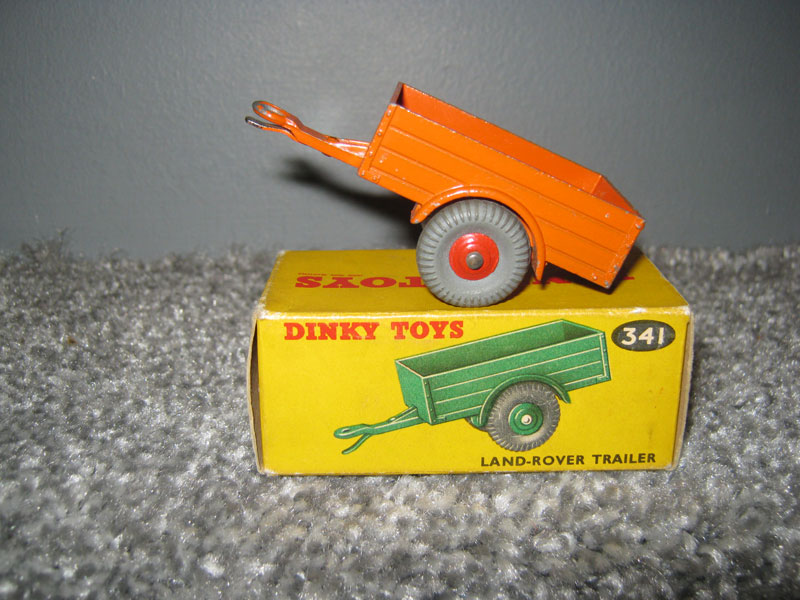 Dinky Toys 341 Land Rover Trailer, Orange Body Red Hubs