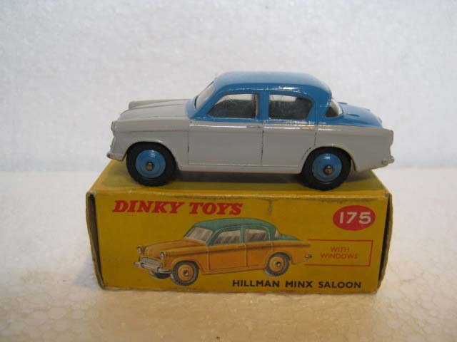 Dinky Toys 175 Hillman Minx Grey Lower Body, Mid Blue Upper Body