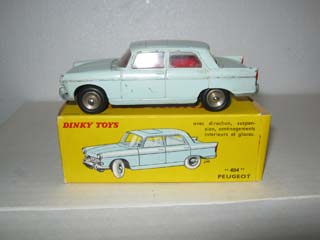 French Dinky 553 Peugeot 404 Pale Blue Body, Red Interior