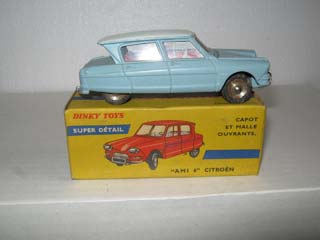 French Dinky 557 Citroen Ami 6 Light Blue Body, Grey Roof