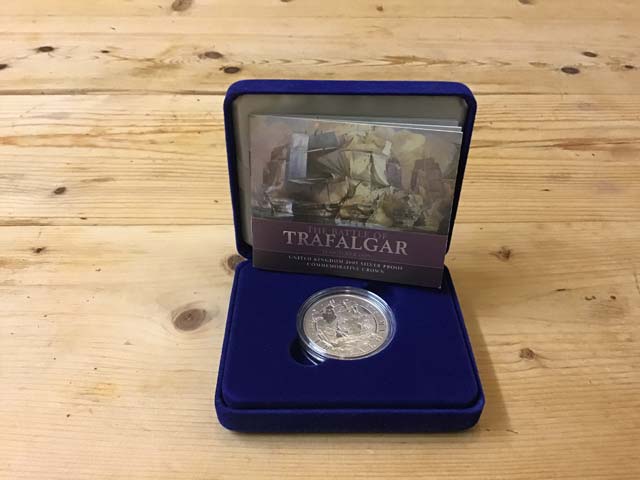 The Royal Mint The Battle Of Trafalgar 21st October 1805 United Kingdom 2005 Silver Proof Commemorative Crown Coin at Aquitania Collectables