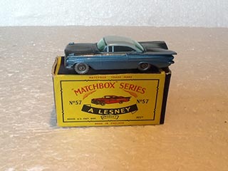 Matchbox Series 1-75 No 57 Chevrolet Impala Metallic Blue Body, Pale Blue Roof